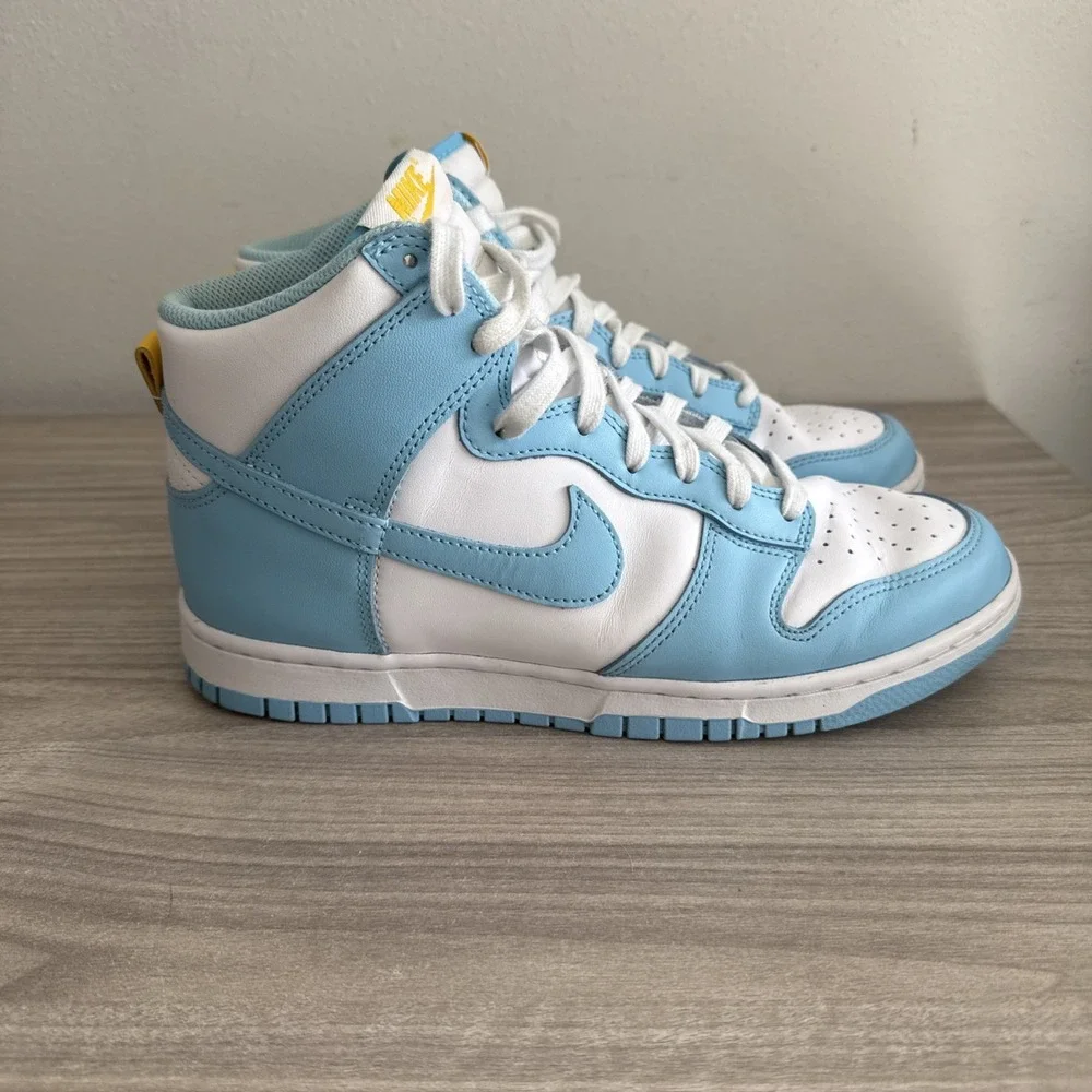 Nike Men's Dunk High White‎ & Leather Athletic Shoes Sneakers Size 8 DD1399-401